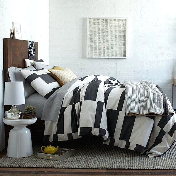 Roupa de cama listrada em preto e branco - West Elm online