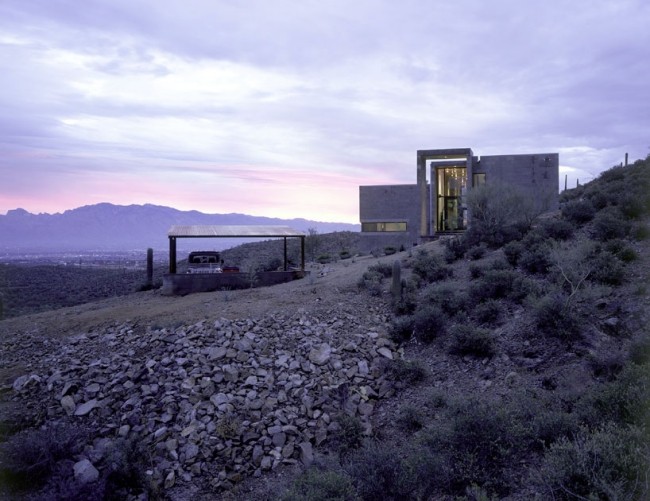 moderna casa sólida deserto arizona rochas encosta