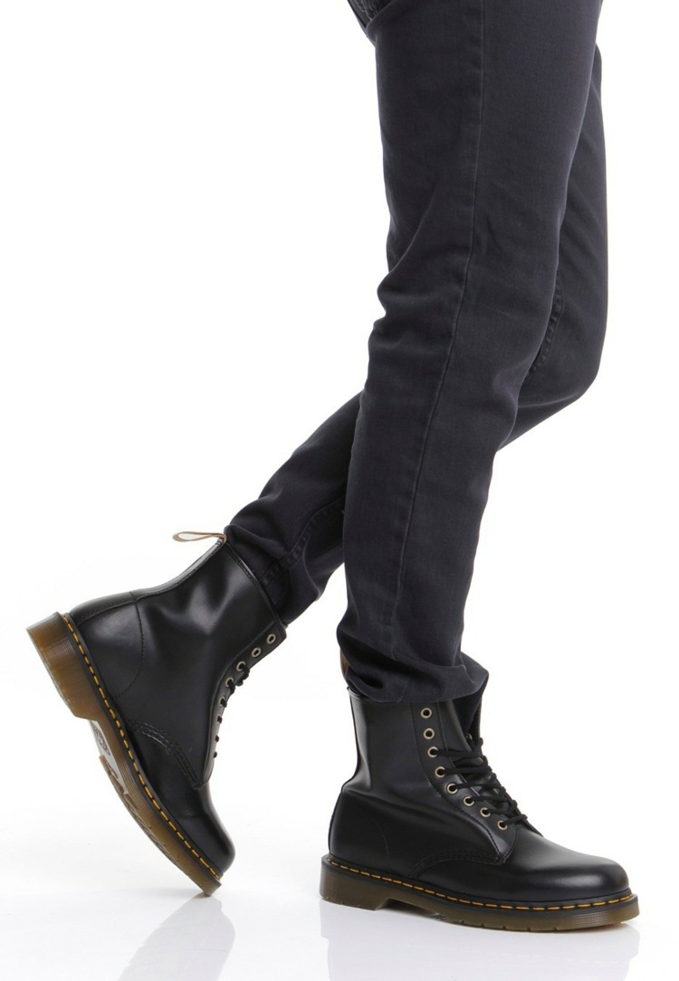 sapatos-vegan-dr-martens-botas-de-combate-preto-couro sintético