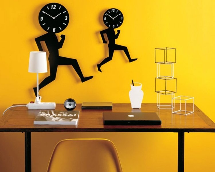 wall-clock-design-modern-wall-design-black-Figures-race-wall-color-yellow