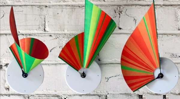 Relógio de parede infantil com design de ventilador multicolorido relógio de parede chique