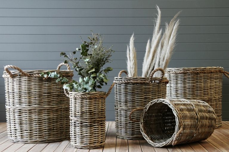 Simplesmente plante acessórios de cesta de vime para casa e faça você mesmo as decorações de casa